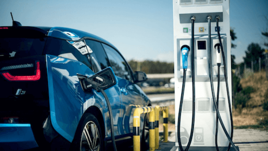 Electric vehicle charging station.